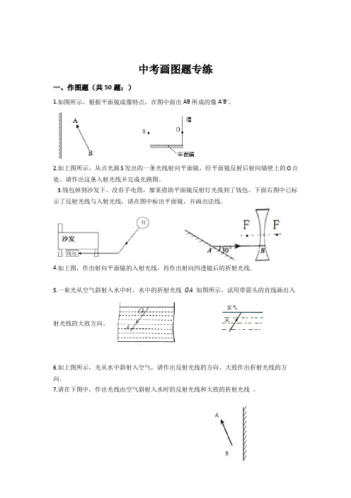 人教版中考物理画图题专练(力学加光学带答案)