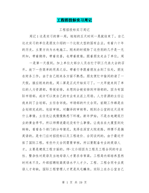 工程招投标实习周记