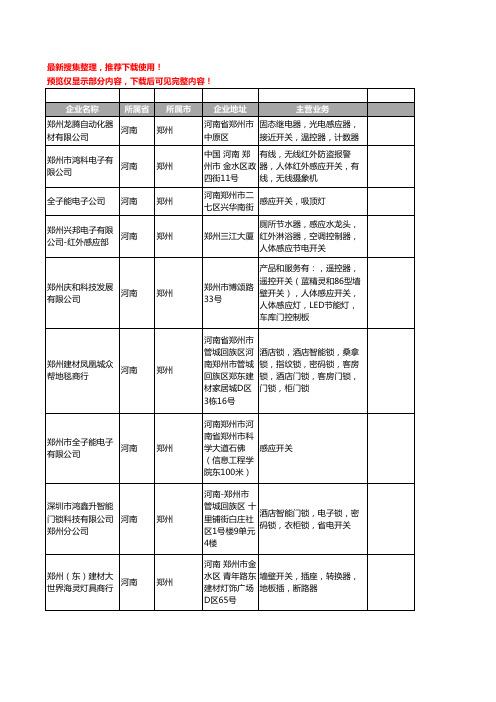 新版河南省郑州感应开关工商企业公司商家名录名单联系方式大全37家