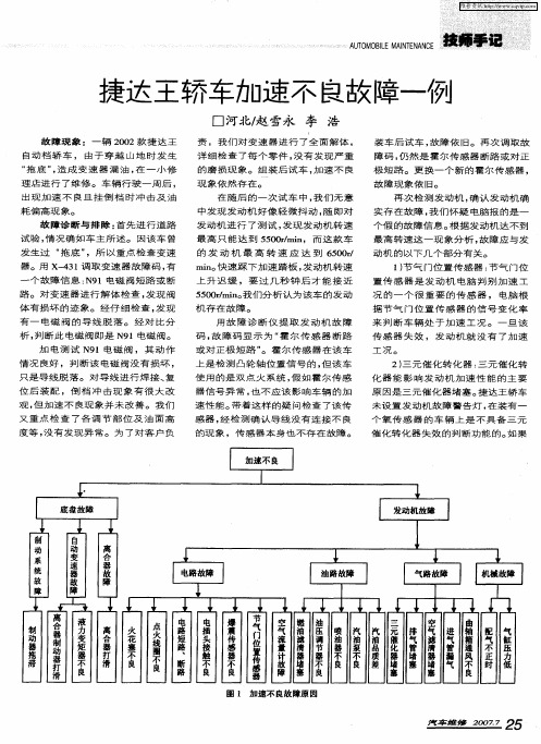 捷达王轿车加速不良故障一例