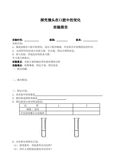 生物人教版七年级下册实验报告