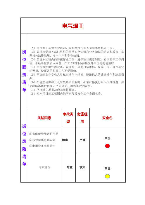 电气焊工两单两卡