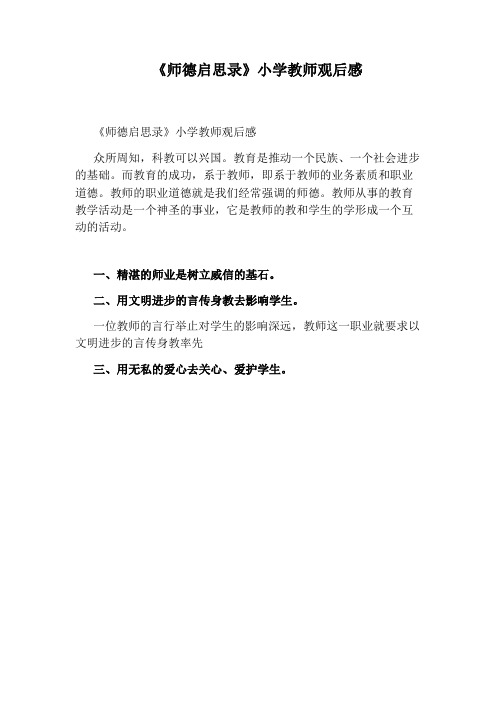 《师德启思录》小学教师观后感