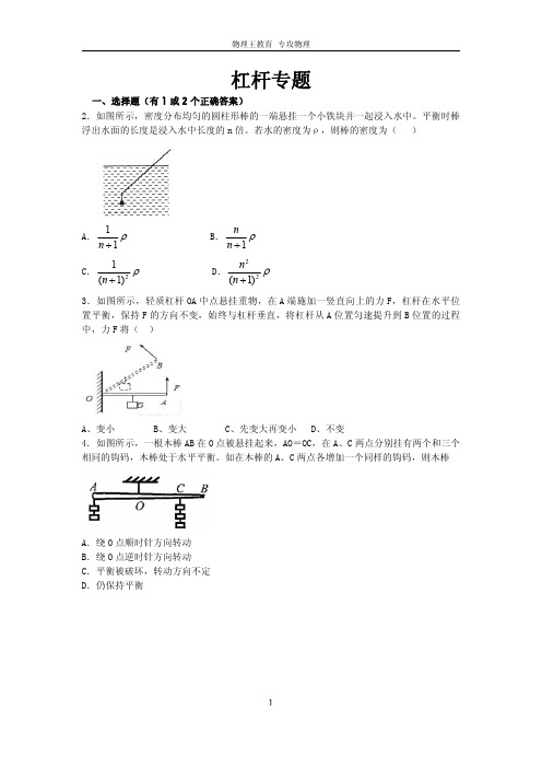 12B  杠杆专题(较难)——组卷含答案