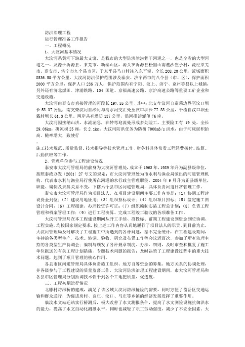 防洪治理工程运行管理准备工作报告