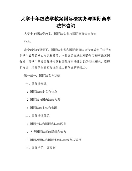 大学十年级法学教案国际法实务与国际商事法律咨询