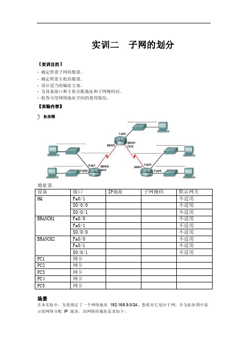 实训二子网的划分