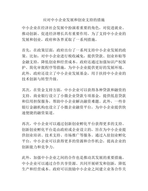 应对中小企业发展和创业支持的措施