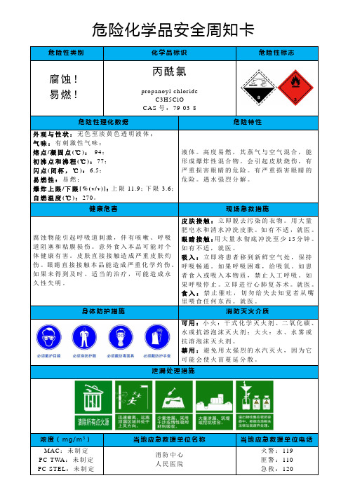 丙酰氯-危险化学品安全周知卡