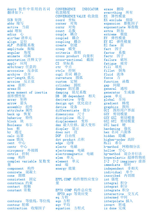 ansys名词全译