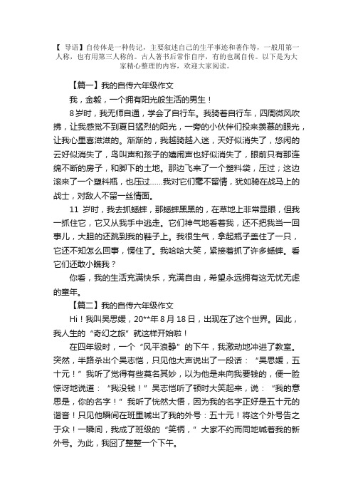 我的自传六年级作文五篇