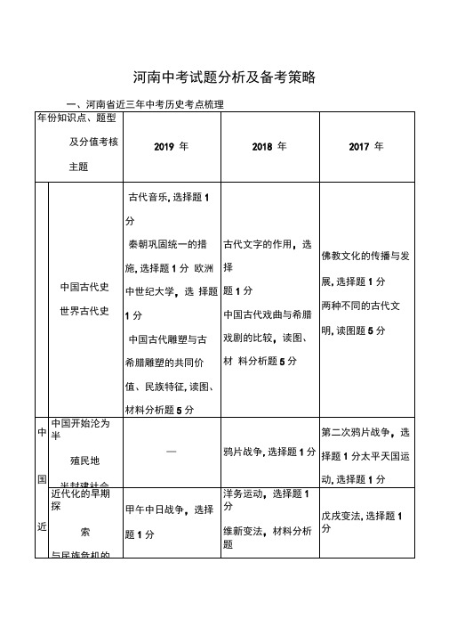 近三年河南中考历史试卷分析及备考策略