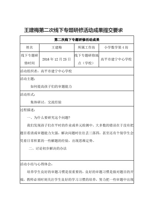 王建梅第二次线下专题研修活动成果
