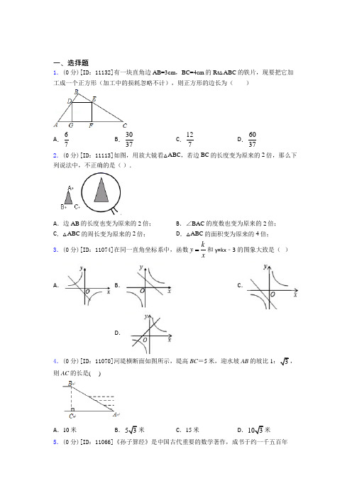 深圳明珠学校初中数学九年级下期中阶段测试(含答案解析)