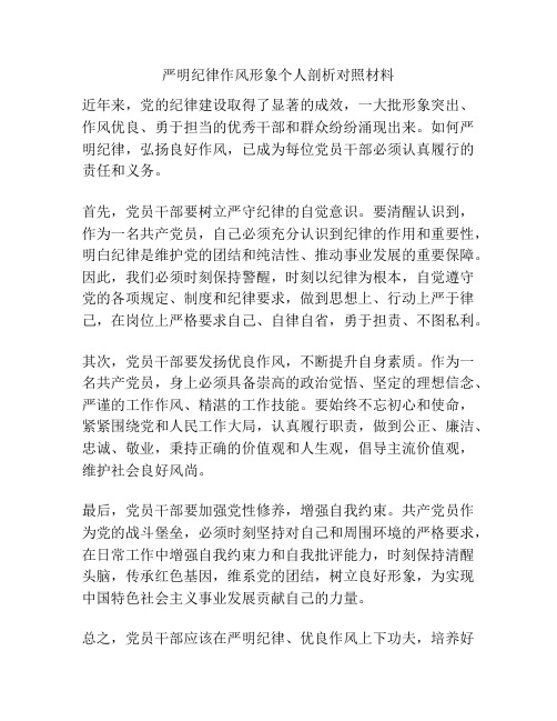 严明纪律作风形象个人剖析对照材料