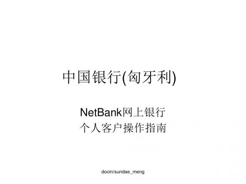 【银行】中国银行(匈牙利)NetBank网上银行个人客户操作指南-精选文档