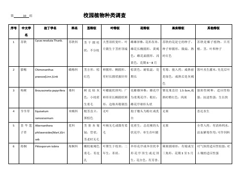 校园植物种类调查表格(1)