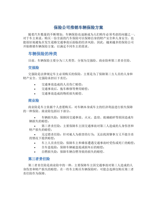 保险公司推销车辆保险方案