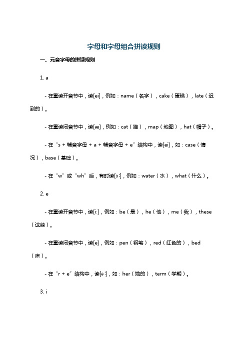 字母和字母组合拼读规则