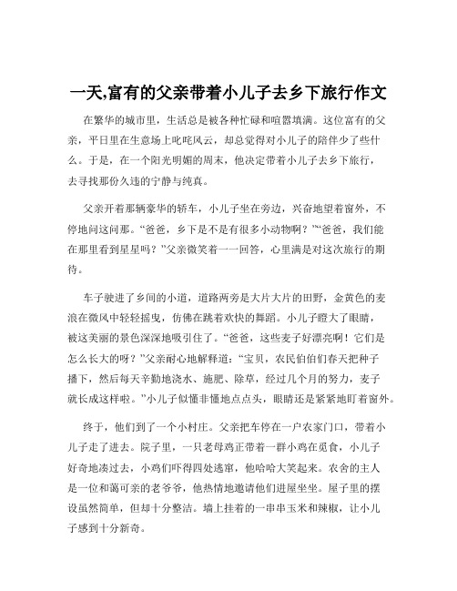 一天,富有的父亲带着小儿子去乡下旅行作文