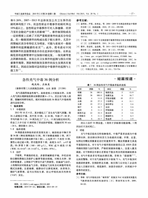 急性光气中毒36例分析