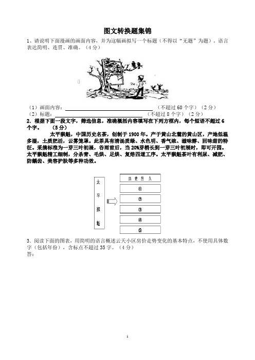 2013年各地高考模拟语文试题之图文转换题集锦