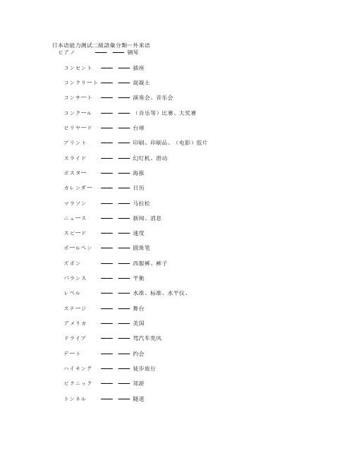 日本语能力测试二级语汇分类-外来语