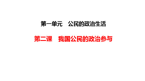 2020年高考政治生活复习课件 第二课我国公民的政治参与(共57张PPT)