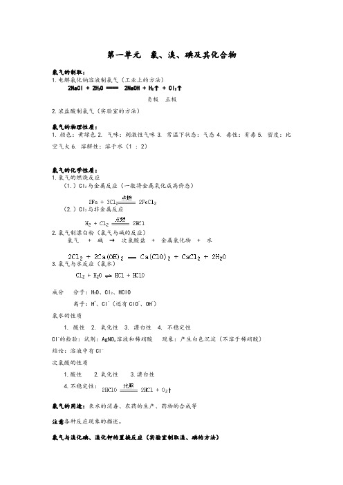 苏教版_高中化学_必修一_专题二_知识点总结