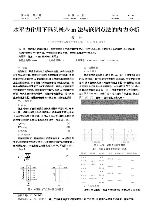 水平力作用下码头桩基m法与嵌固点法的内力分析