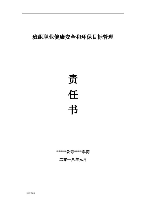 班组职业健康安全和环保目标管理责任书