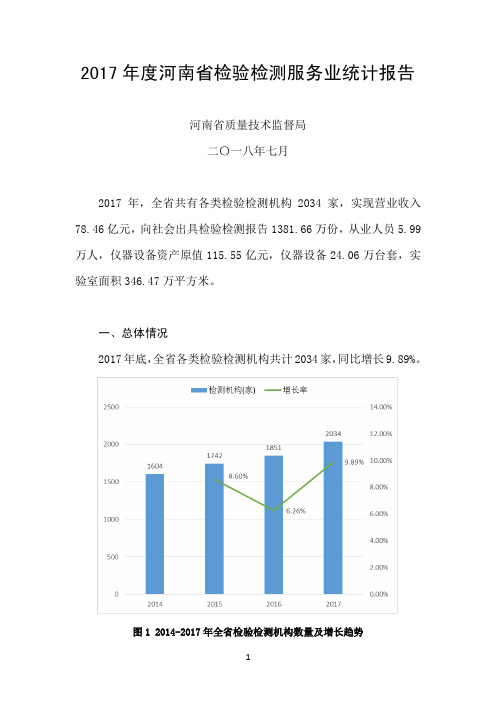 2017年度河南省检验检测服务业统计报告