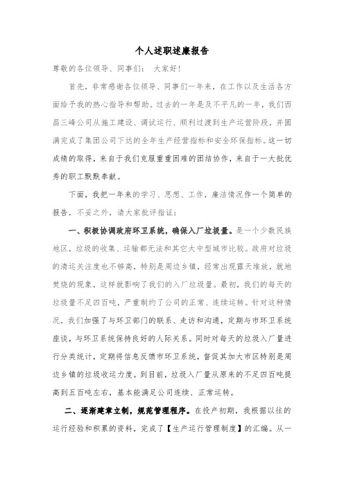个人述职述廉报告(2015年)