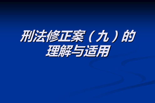 刑九修正案理解与解释