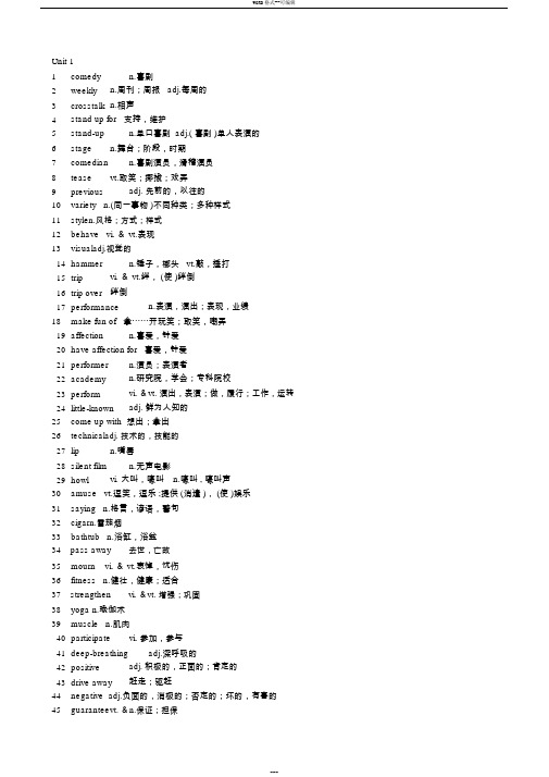 2012新版牛津高中英语模块六词汇表