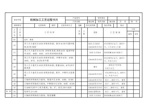 机械制造工艺学工艺卡