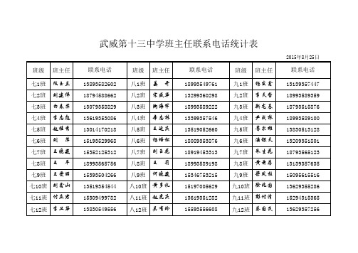 班主任签到表