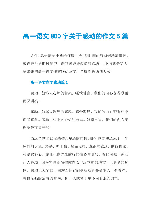 高一语文800字关于感动的作文5篇