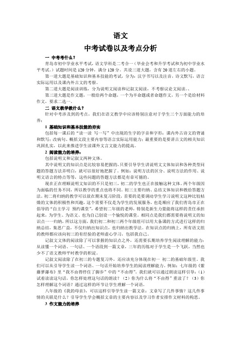 语文中考考点和教学分析