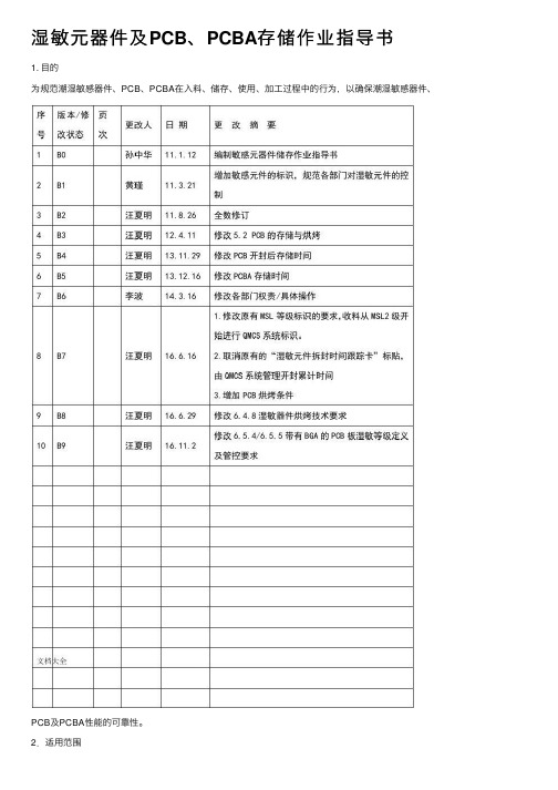 湿敏元器件及PCB、PCBA存储作业指导书