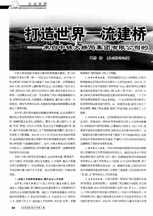 打造世界一流建桥国家队——来自中铁大桥局集团有限公司的科学发展报告