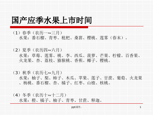 国产水果成熟上市时间表ppt课件