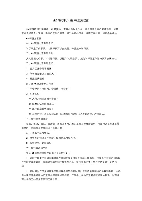 6S管理之素养基础篇