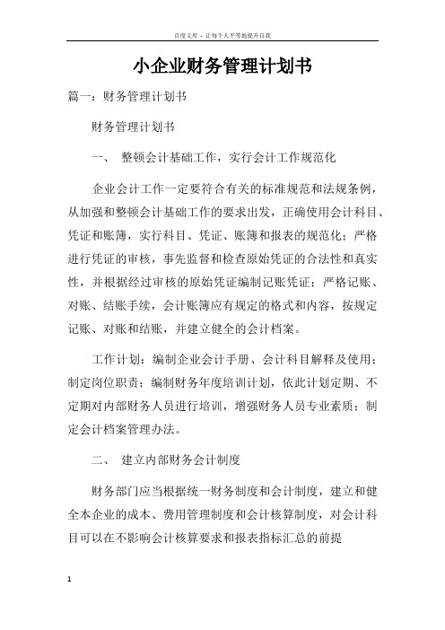 小企业财务管理计划书doc