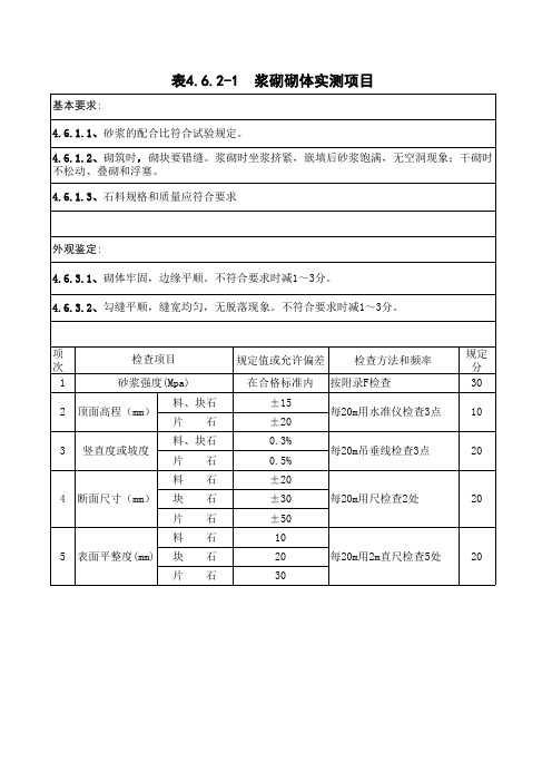 4.6 浆砌砌体实测项目