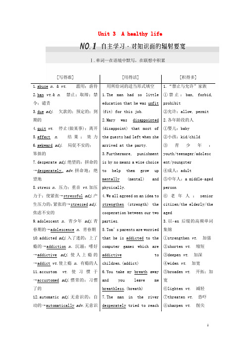 高考英语一轮复习 Unit 3 A healthy lifeArt导学案 新人教版选修6