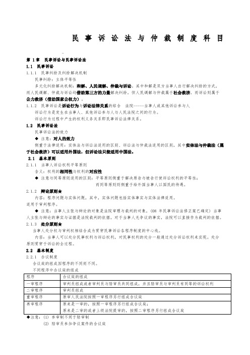 海天强化班民事诉讼法与仲裁制度讲义