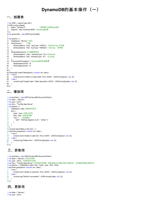 DynamoDB的基本操作（一）