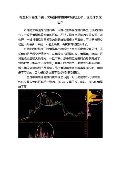 有些股价越往下跌，火焰图筹码集中峰越往上移，这是什么原因？