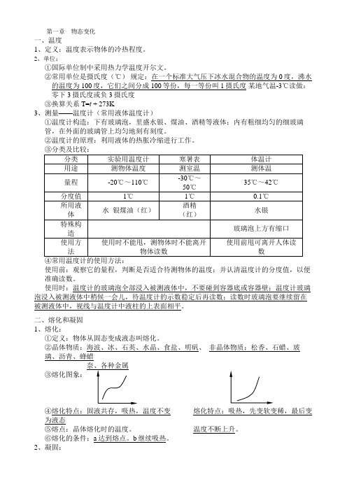 北师大版八年级上册物理知识点总结